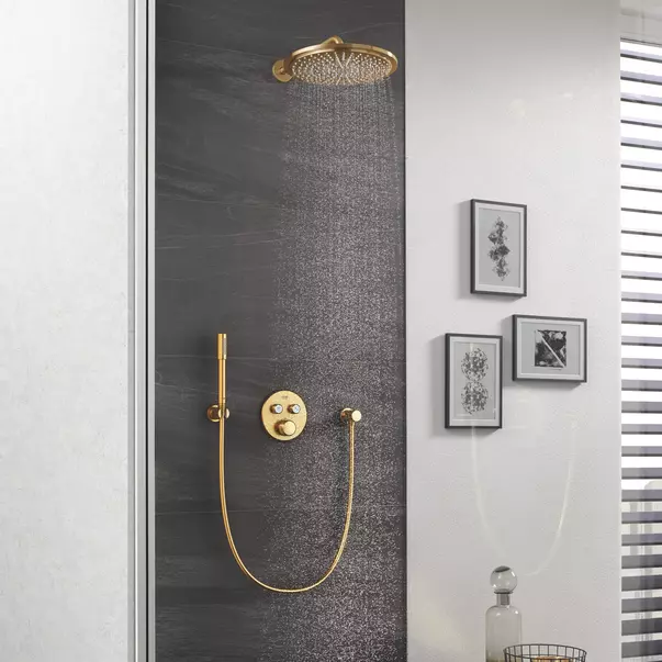 Palarie si brat de dus Grohe Rainshower Cosmopolitan 310 auriu periat Cool Sunrise 1 functie [2]