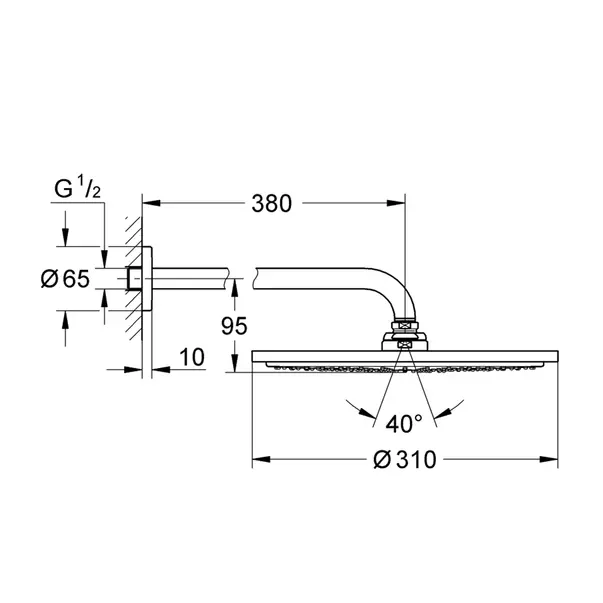 Palarie si brat de dus Grohe Rainshower Cosmopolitan 310 auriu periat Cool Sunrise 1 functie [3]