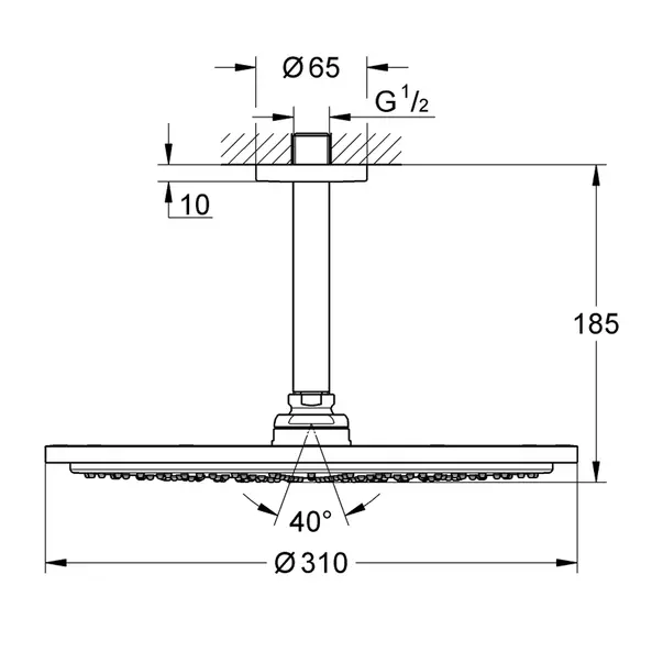 Palarie si brat de dus Grohe Rainshower Cosmopolitan 310 finisaj antracit periat Hard Graphite cu 1 functie [2]