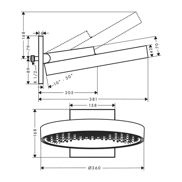 Palarie de dus rotunda Hansgrohe Rainfinity 360 auriu lucios 1 functie [2]