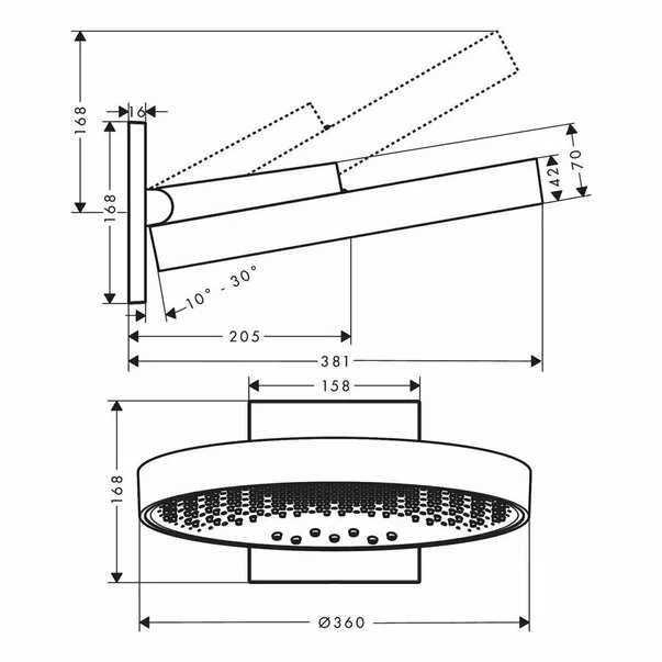 Palarie cu brat de dus Hansgrohe Rainfinity 360 crom lucios 3 functii [3]