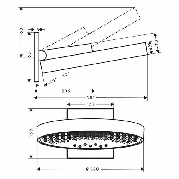 Palarie cu brat de dus Hansgrohe Rainfinity 360 alb mat 3 functii [3]