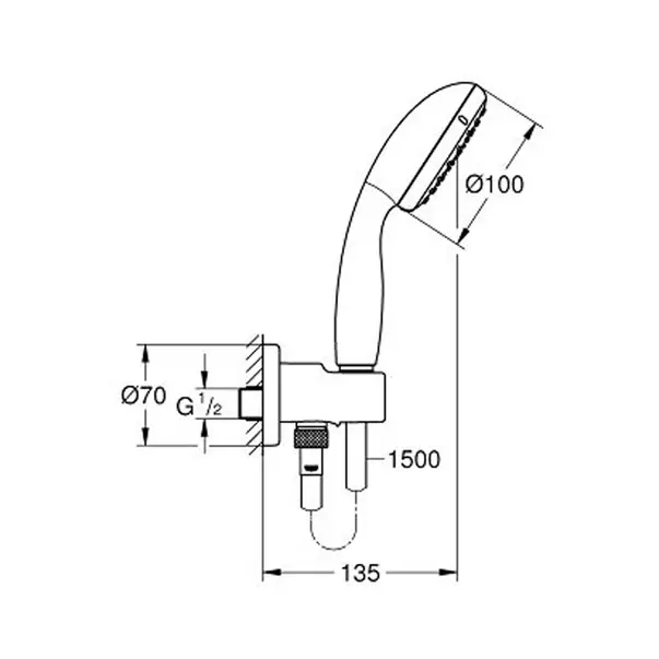Set de dus cu porter Grohe Tempesta 100 cu 2 jeturi crom lucios [4]