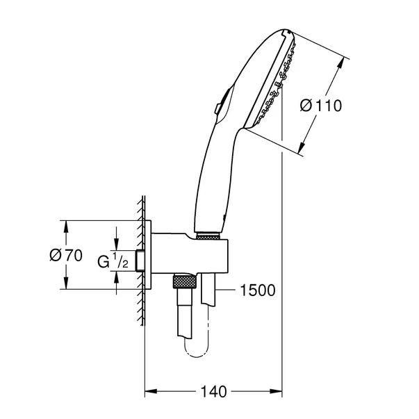 Set de dus Grohe Tempesta 110 cu porter si alimentare, 2 functii [4]