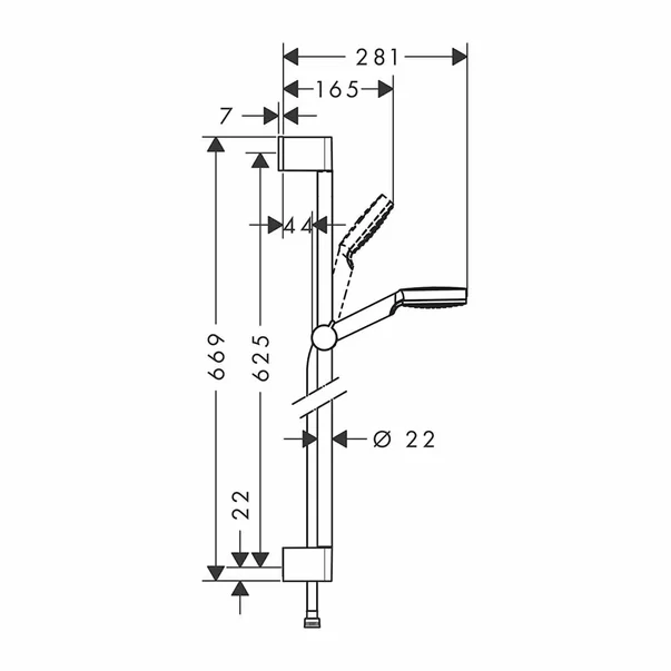 Set de dus cu bara Hansgrohe Crometta 65 cm crom - alb [3]
