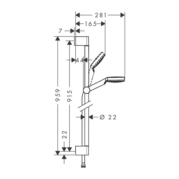 Set de dus Hansgrohe Crometta 100 cu bara 90 cm crom - alb [3]