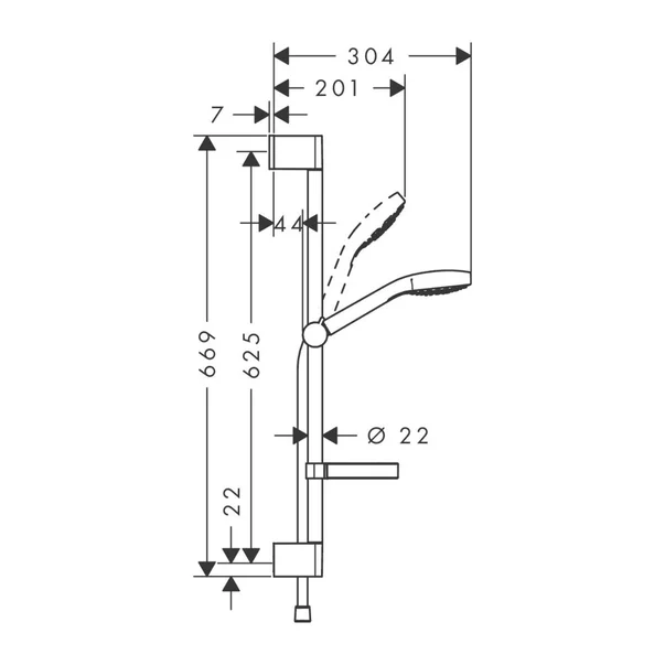 Set de dus Hansgrohe Croma Select S Vario cu bara 65 cm crom [2]