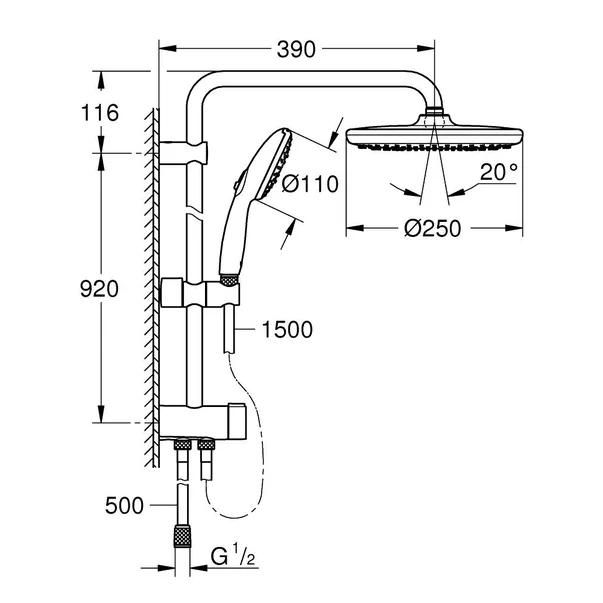 Coloana de dus Grohe Tempesta Cosmopolitan 250 fara baterie [2]