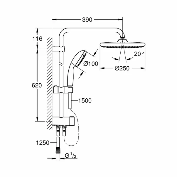 Coloana de dus Grohe Vitalio Start 250 fara baterie [3]