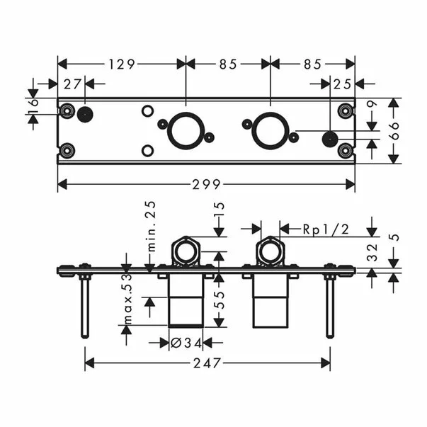 Corp incastrat Hansgrohe pentru coloana de dus Rainfinity 360 [2]
