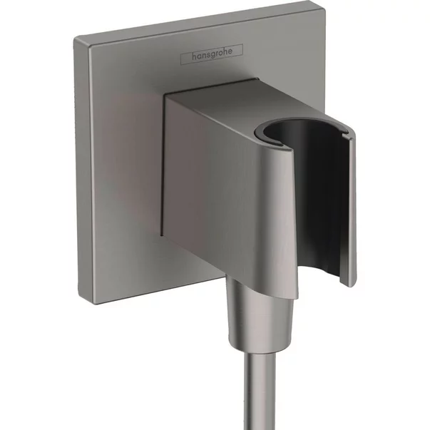Brate si palarii dus - Cot conector dus cu suport para Hansgrohe Fixfit E antracit periat