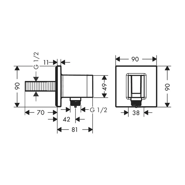 Cot conector dus cu suport para Hansgrohe Fixfit E antracit periat [2]