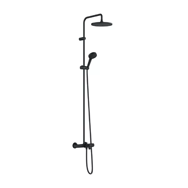 Coloane de dus - Coloana de dus cu baterie termostatata si pipa cada negru mat Hansgrohe Vernis Blend 240