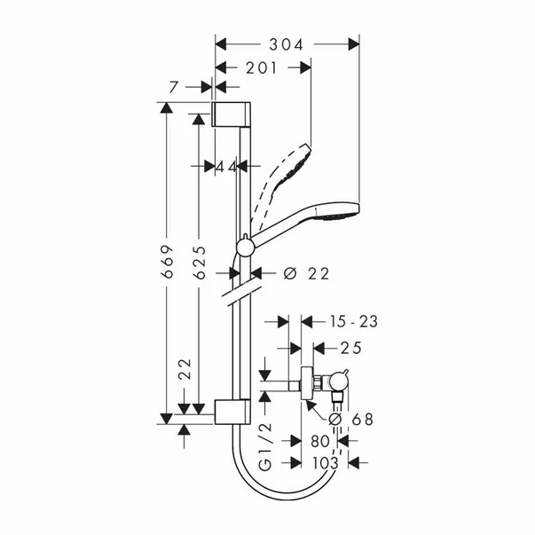 Baterie dus termostatata Hansgrohe Croma Select E crom cu set de dus [2]