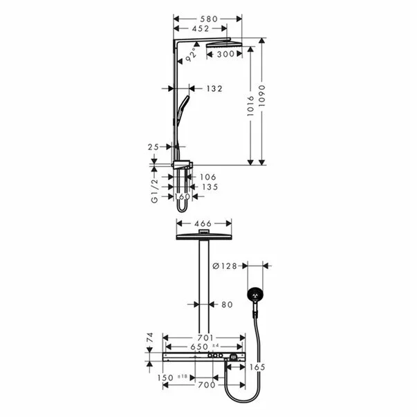Coloana de dus cu baterie termostatata Hansgrohe Rainmaker Select 460 [2]