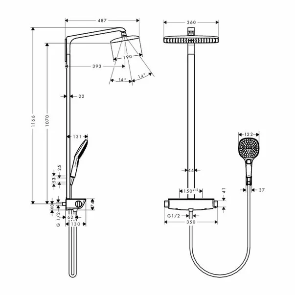 Coloana de dus cu baterie termostatata Hansgrohe Raindance Select 360 [2]