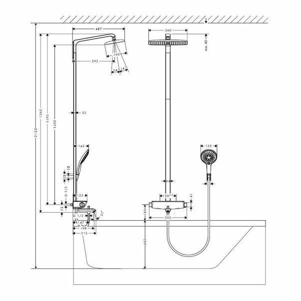 Coloana de dus cu baterie termostatata si pipa cada Hansgrohe Raindance Select E 360 [2]