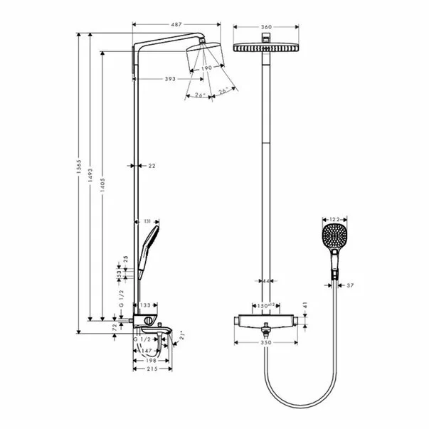 Coloana de dus cu baterie termostatata si pipa cada Hansgrohe Raindance Select E 360 [2]