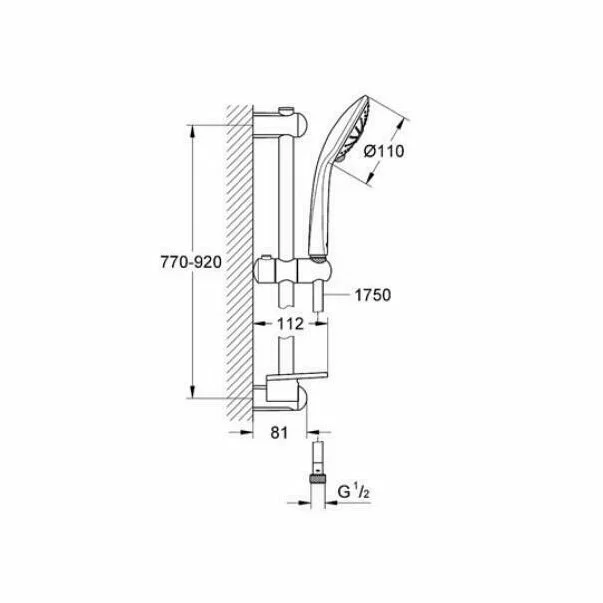 Set de dus cu bara Grohe Euphoria Massage 90 cm crom lucios [2]