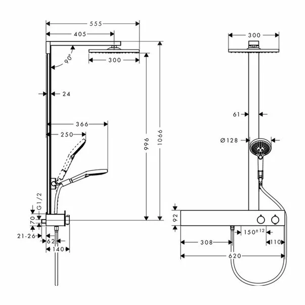 Coloana de dus cu baterie termostatata Hansgrohe Raindance Select E 360 [2]