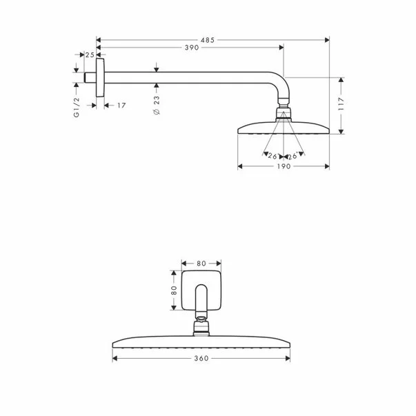 Palarie si brat de dus Hansgrohe Raindance E 360 Air crom [2]