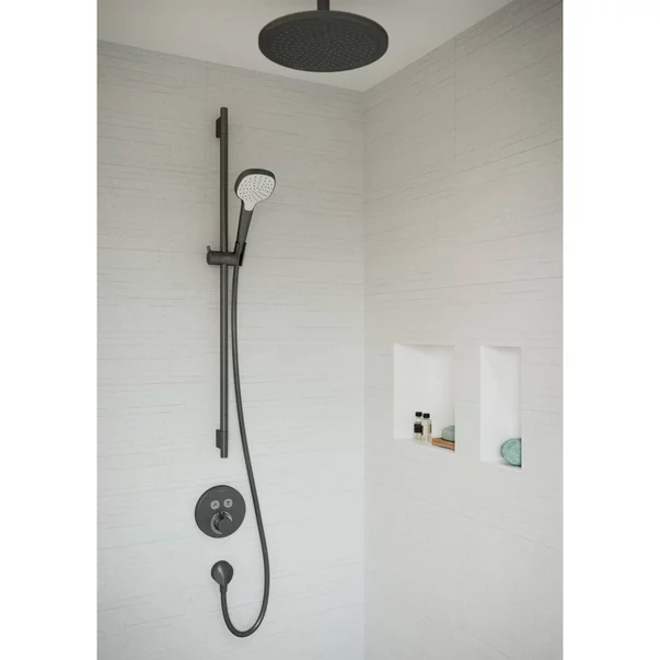 Cot conector dus Hansgrohe FixFit E negru - crom periat [2]