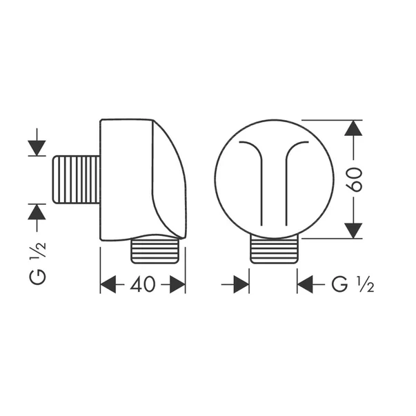 Cot conector dus Hansgrohe FixFit E negru - crom periat [3]