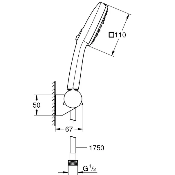 Set de dus Grohe Tempesta Cube 110 cu porter reglabil si 3 functii [4]
