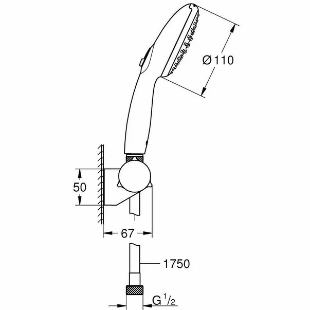Set de dus cu porter Grohe Tempesta 110 crom 2 functii [4]