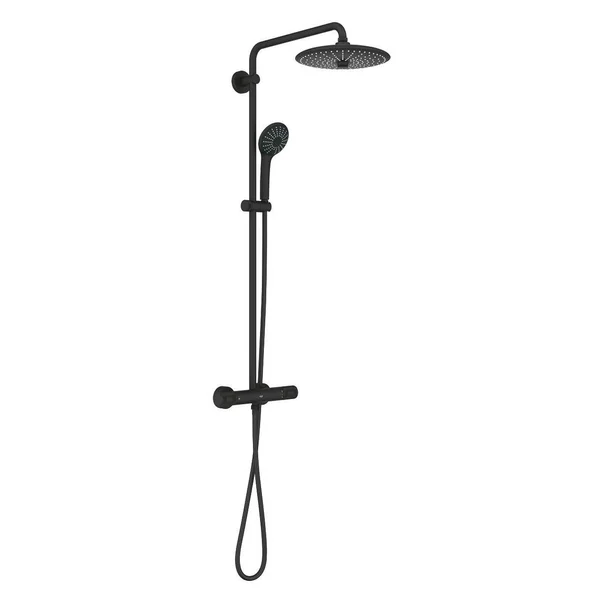 Coloana de dus cu baterie termostatata si pipa cada negru mat Grohe Euphoria 260 [1]
