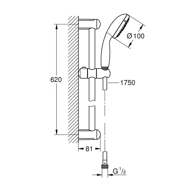 Set de dus cu bara 60 cm Grohe Tempesta 100 crom lucios 4 tipuri de jet [3]
