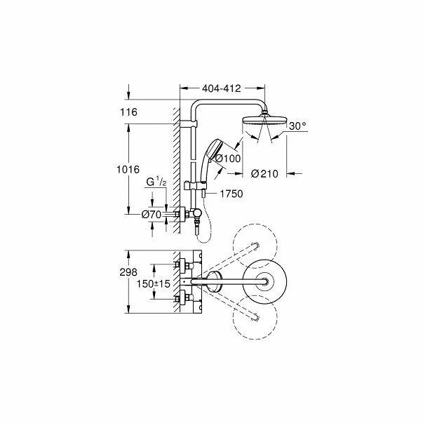 Coloana de dus cu baterie termostatata Grohe Tempesta Cosmopolitan 210 [2]