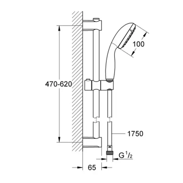 Set de dus cu bara Grohe Vitalio Start 100 negru mat 2 tipuri de jet [4]