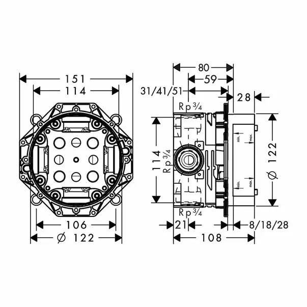 Sistem de dus incastrat Hansgrohe Raindance E 300 crom lucios [5]