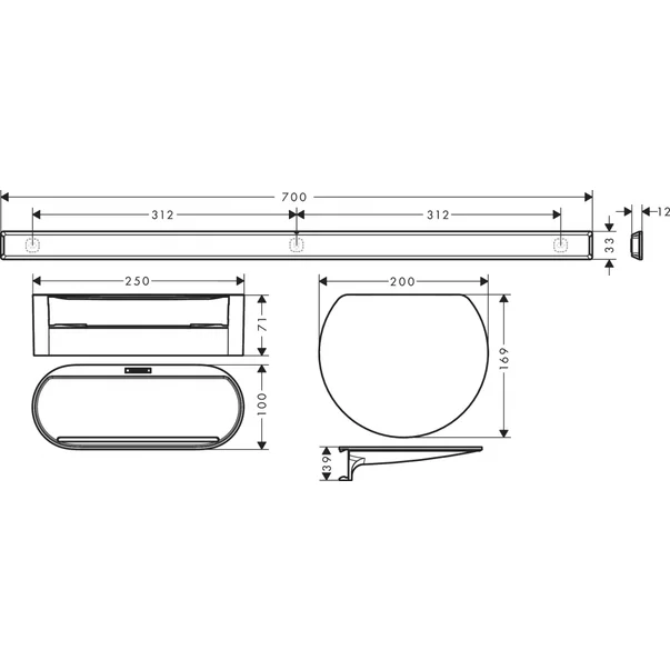 Set accesorii alb mat Hansgrohe WallStoris [2]