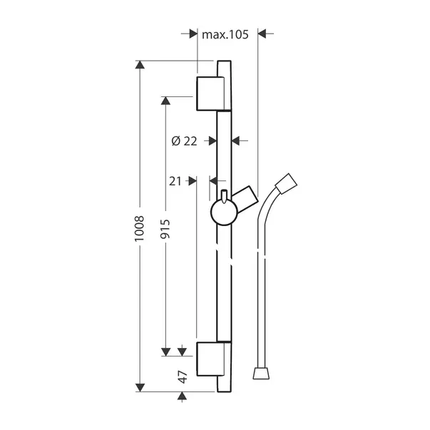 Bara cu furtun de dus Hansgrohe Unica S Puro 90 cm negru mat [4]