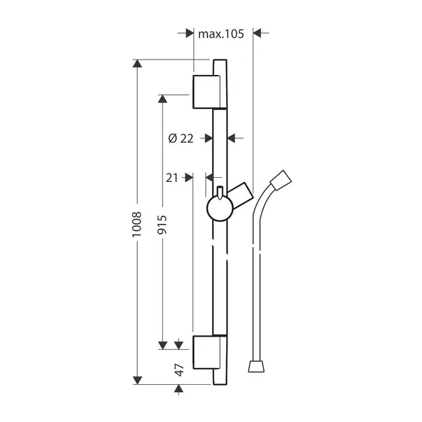 Bara cu furtun de dus Hansgrohe Unica S Puro 90 cm auriu lucios [3]