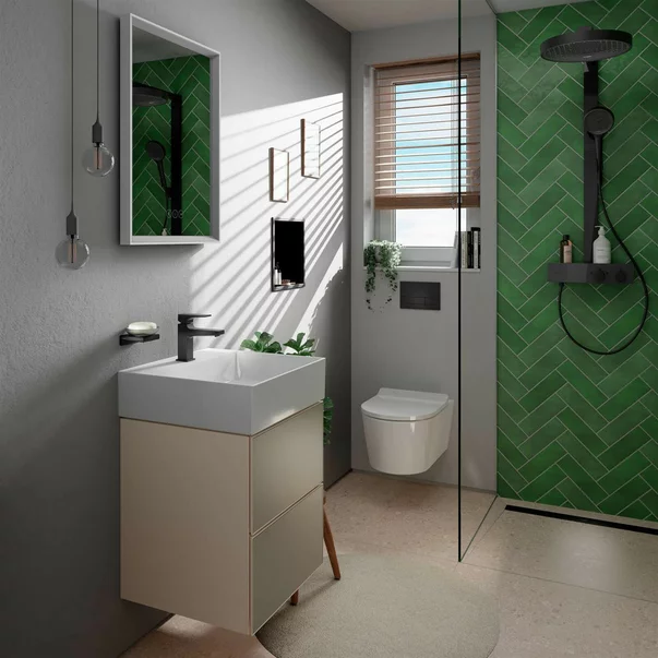 Coloana de dus cu baterie termostatata negru mat Hansgrohe Rainfinity 350 Eco SHP [2]