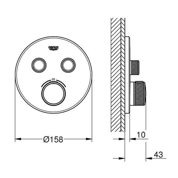 Baterie dus incastrata cu termostat Grohe Grohtherm SmartControl 2 iesiri auriu periat Cool Sunrise [2]
