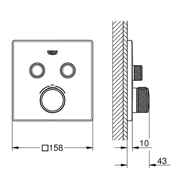 Baterie cada - dus incastrata Grohe Grohtherm SmartControl auriu periat Cool Sunrise fara corp ingropat [2]