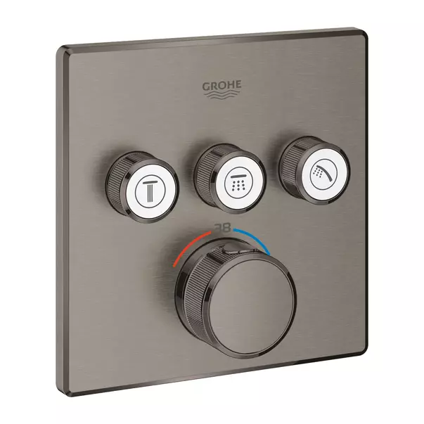 Baterii baie - Baterie dus incastrata Grohe Grohtherm SmartControl 3 iesiri antracit periat Hard Graphite fara corp ingropat