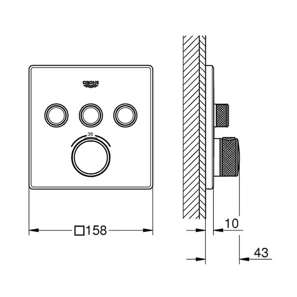 Baterie dus incastrata Grohe Grohtherm SmartControl 3 iesiri auriu periat Cool Sunrise fara corp ingropat [2]