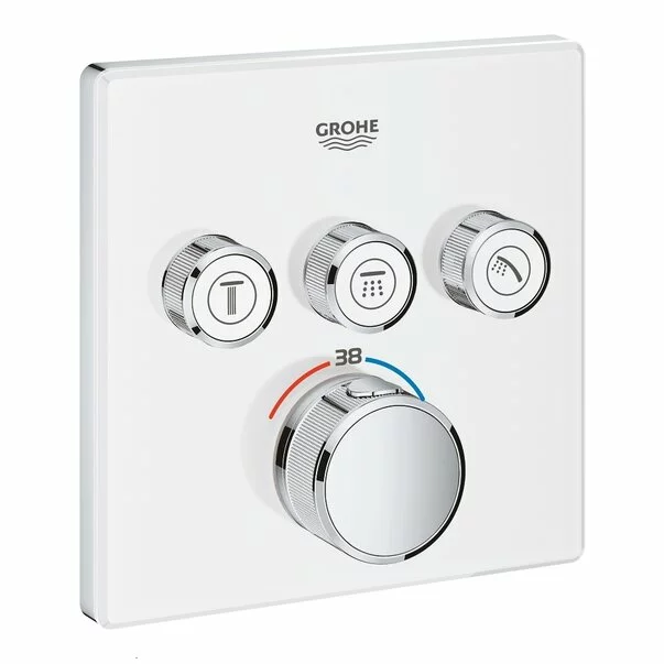 Baterii baie - Baterie alba dus Grohe Grohtherm SmartControl termostatica cu 3 iesiri patrata