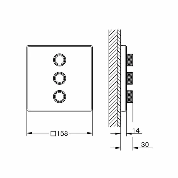 Baterie alba dus Grohe Grohtherm SmartControl patrata cu 3 iesiri [2]