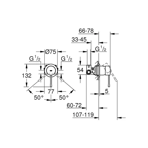Baterie dus incastrata Grohe Essence negru mat Phantom Black cu corp ingropat [4]