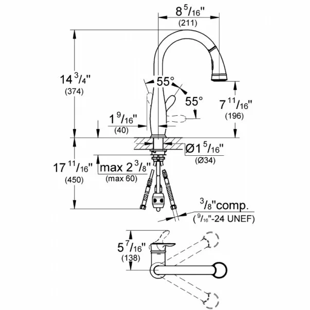Baterie bucatarie cu dus extractibil Grohe Parkfield crom lucios [2]