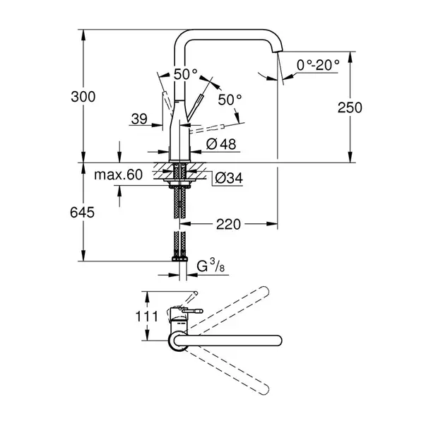 Baterie bucatarie Grohe Essence pipa rotativa antracit periat Hard Graphite [3]