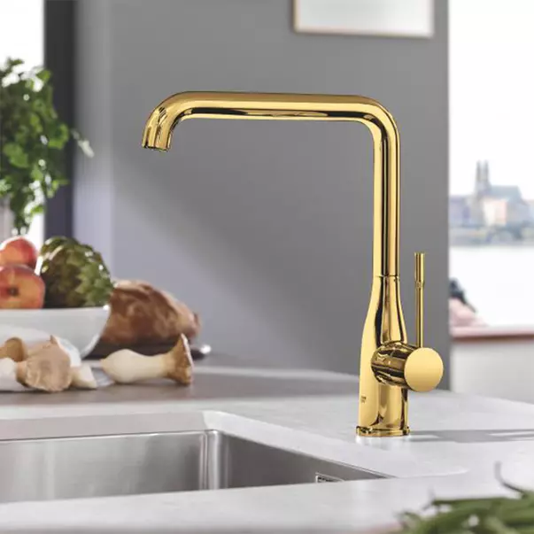 Baterie bucatarie Grohe Essence pipa rotativa auriu lucios Cool Sunrise [2]