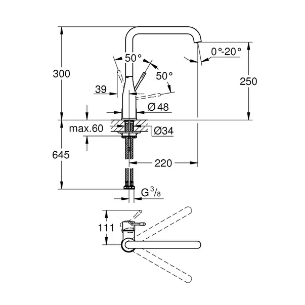 Baterie bucatarie Grohe Essence pipa rotativa auriu lucios Cool Sunrise [5]