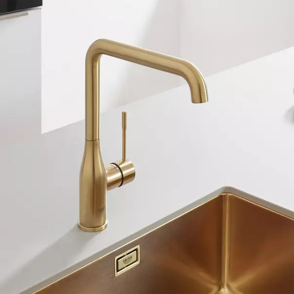 Baterie bucatarie Grohe Essence pipa rotativa auriu periat Cool Sunrise [4]